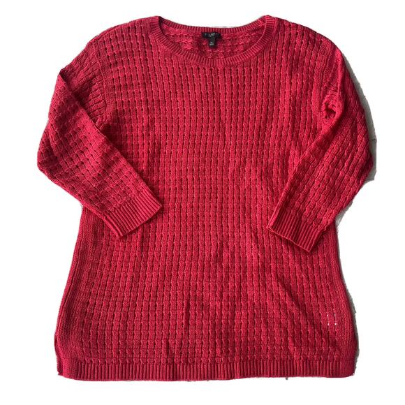 Talbots Sweater Small Petite Red Knit 3/4 Sleeve Pullover Casual Blouse Womens - Picture 1 of 10